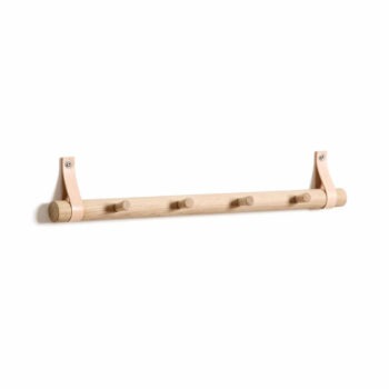 by wirth knoppenrek met 4 hangers naturel eiken en leer