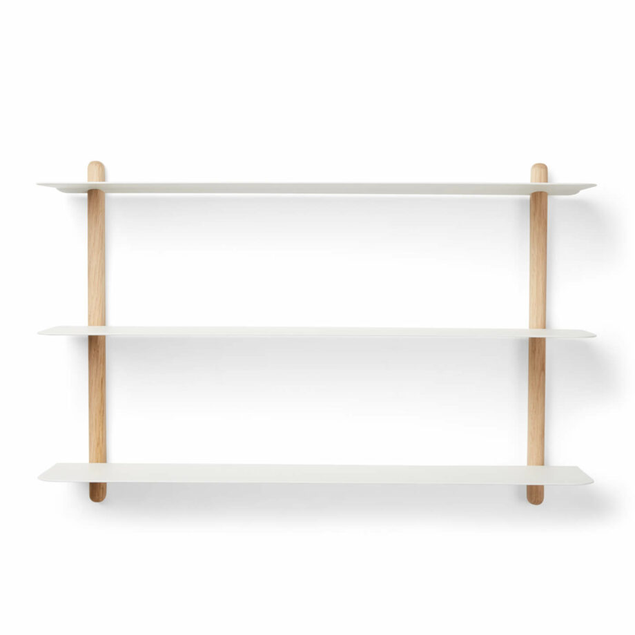 Gejst Design wandrek nivo A męt 3 witte metalen planken en eikenhout