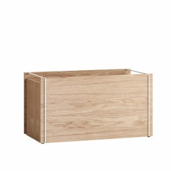 Moebe Storage box opbergbox eikenhout met wit stalen handels