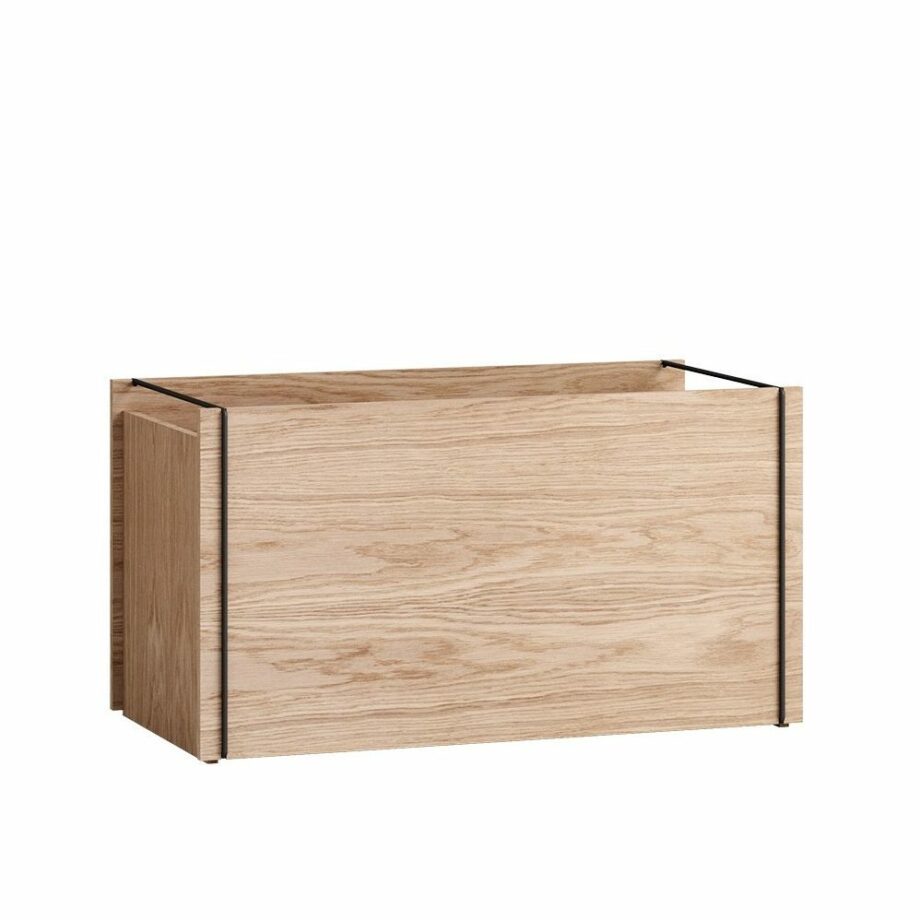 Moebe Storage box opbergbox eikenhout met zwart stalen handels