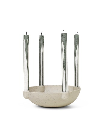 Ferm Living kandelaar - Bowl Candle holder keramiek - byJensen