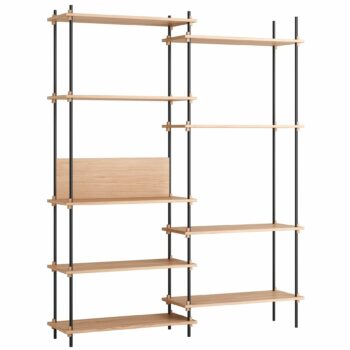 Moebe kast shelving system tall double set 7 eiken zwart