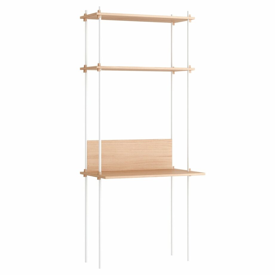 Moebe design bureau met home office Desk shelving system eiken wit