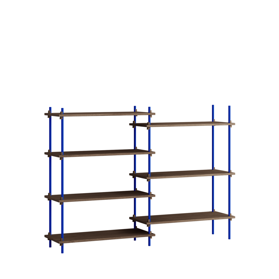 Moebe Boekenkast Shelving system s.115.2.A gerookt eiken deep blue blauw