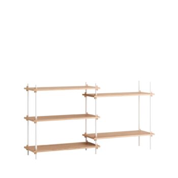 Moebe Shelving system S.85.2.A lage boekenkast eiken wit