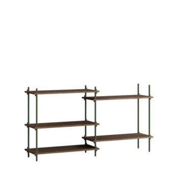 Moebe shelving System kast 85.2.a gerookt eiken groen