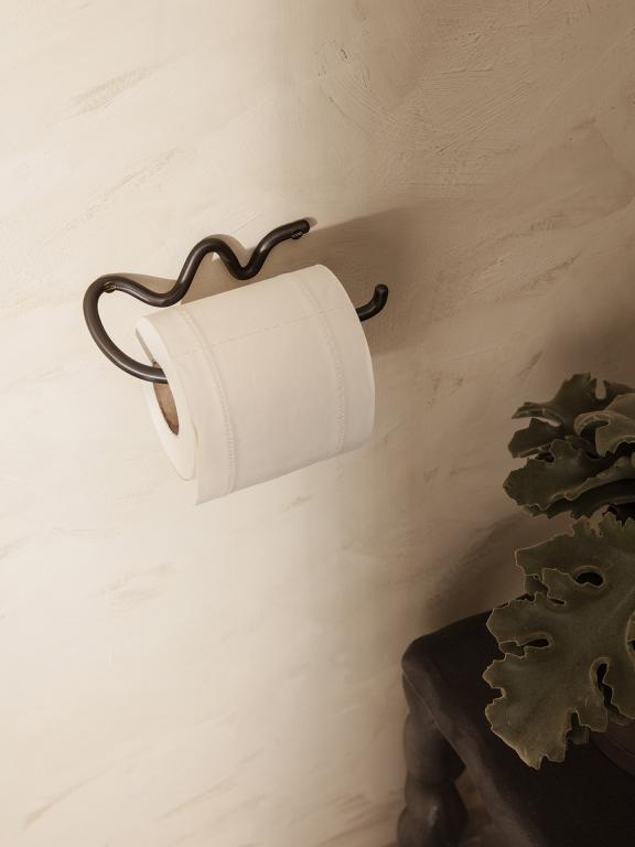 Ferm living Curvature stijlvolle toiletrolhouder mat zwart messing