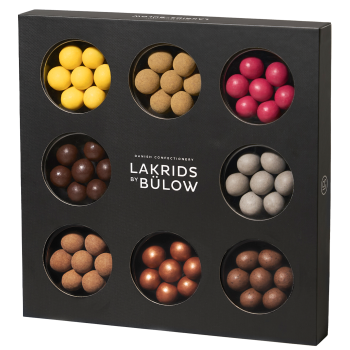Lakrids by Bülow selection box cadeaubox met 8 verschillende drop met chocolade smaken
