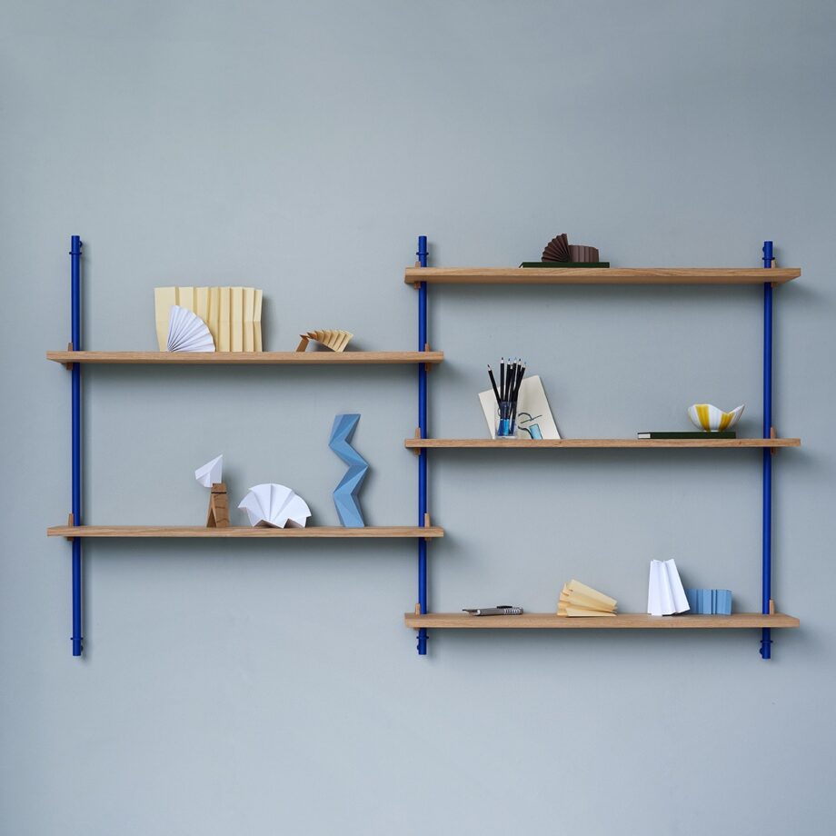 Moebe wandrek wall shelving eiken deep blue