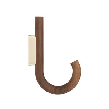 Wandhaak Hook gejst walnotenhout en messing