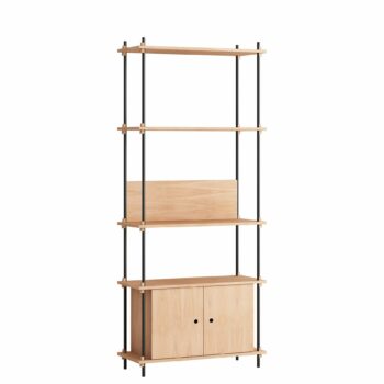 MOEBE_Shelving-System kast eikenhout en zwart met gesloten kast