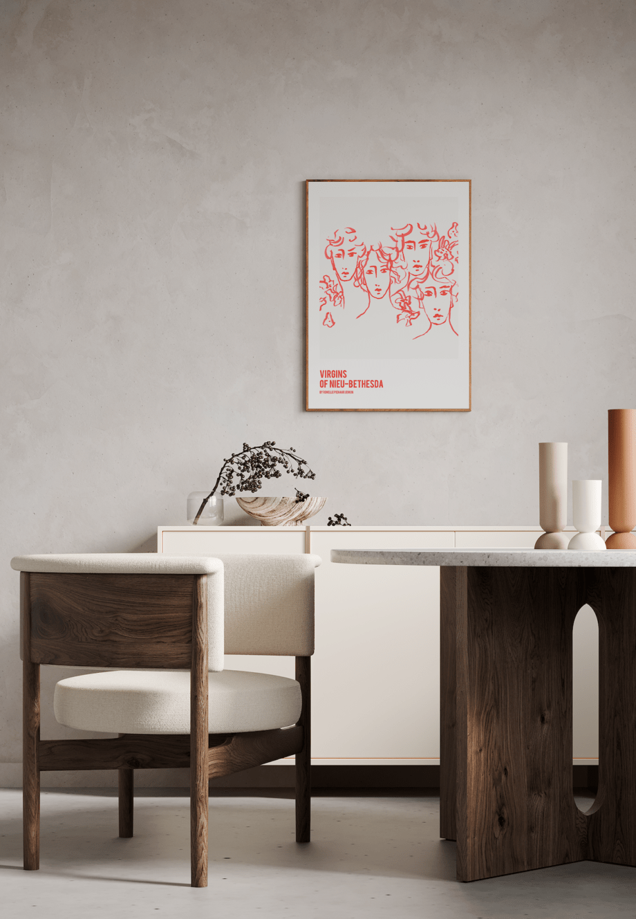Paper-collective-Four Faces_poster-rood-Ronelle-Pienaar-Jenkin-poster-paper-collective