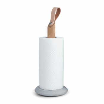 Gejst Design Grab keukenrolhouder van naturel eiken, beton en leer