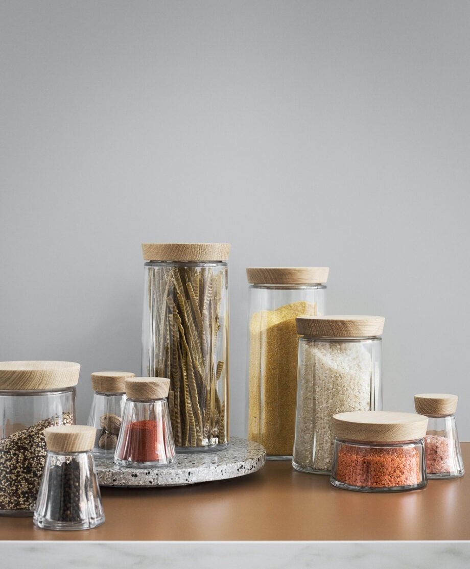 Rosendahl Grand Cru glazen voorraadpot met een houten deksel voor pasta, meel kruiden opbergglazen Scandinavisch design