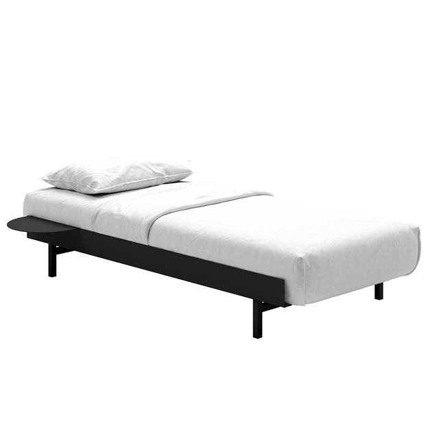 Moebe bed frame zwart 90 cm met 1 side table