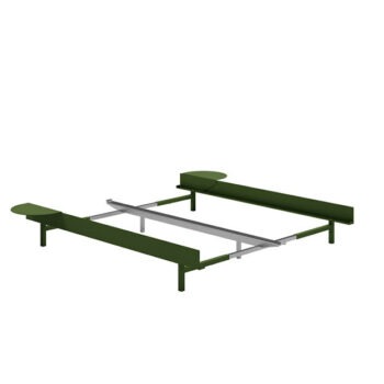 Moebe bed groen uittrekbaar frame 90 - 180 met twee side tabels