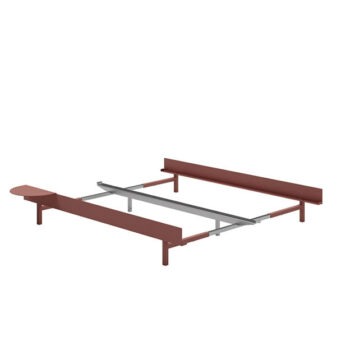Moebe bed uittrekbaar Dusty Rose frame 90 - 180 met een side tabel