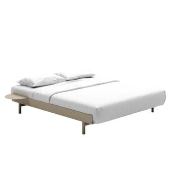 Moebe bed uittrekbaar zandkleurig frame 90 - 180 met side tabel en matras