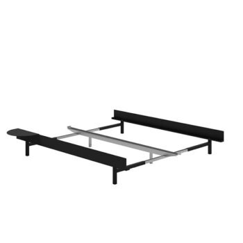Moebe bed uittrekbaar zwart frame 90 - 180 met een side tabel