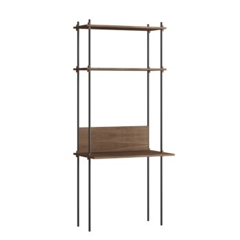 MOEBE Shelving-System boekenkast met burau in gerookt eiken