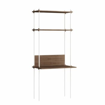 MOEBE Shelving-System S.200.1.D burau desk met planken gerookt eiken