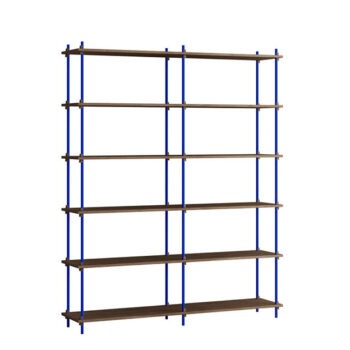 Moebe Boekenkast Shelving System 200.2.B gerookt eiken blauw
