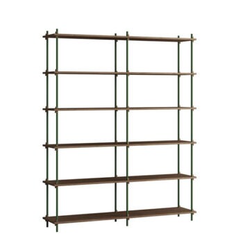 Moebe Boekenkast Shelving System 200.2.B gerookt eiken pine green