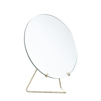 Tafelspiegel of make up spiegel met messing onderstel van Moebe