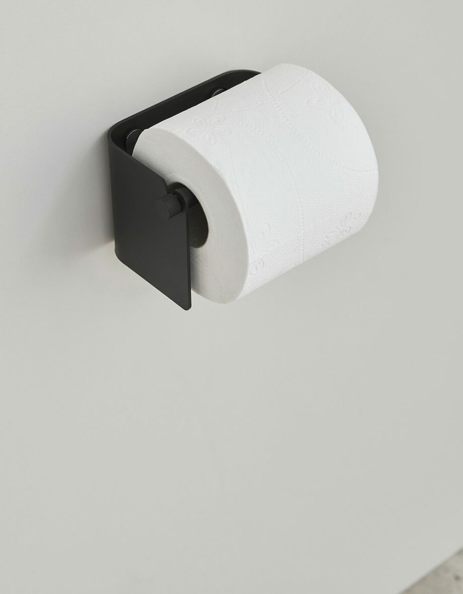 Mat zwarte metalen arc toiletrolhouder