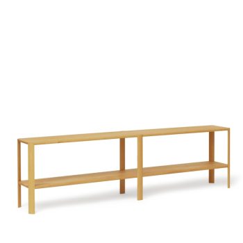 Form & Refine Leaf kast in geolied eikenhout, minimalistisch ontwerp met twee ruime planken voor stijlvolle opbergruimte.