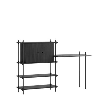 Moebe Shelving System s.115 bureau en opberger zwart