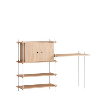 Moebe Shelving System s.115.2.D bureau en opberger eiken wit