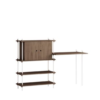 Moebe Shelving System s.115.2.D bureau en opberger gerookt eiken wit