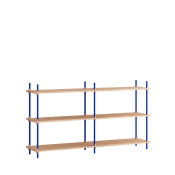 Moebe boekenkast shelving system S.85.2.B Eiken Blauw