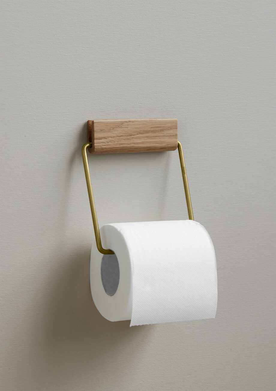 Moebe toiletrolhouder wc-rolhouder eiken messing minimalistisch