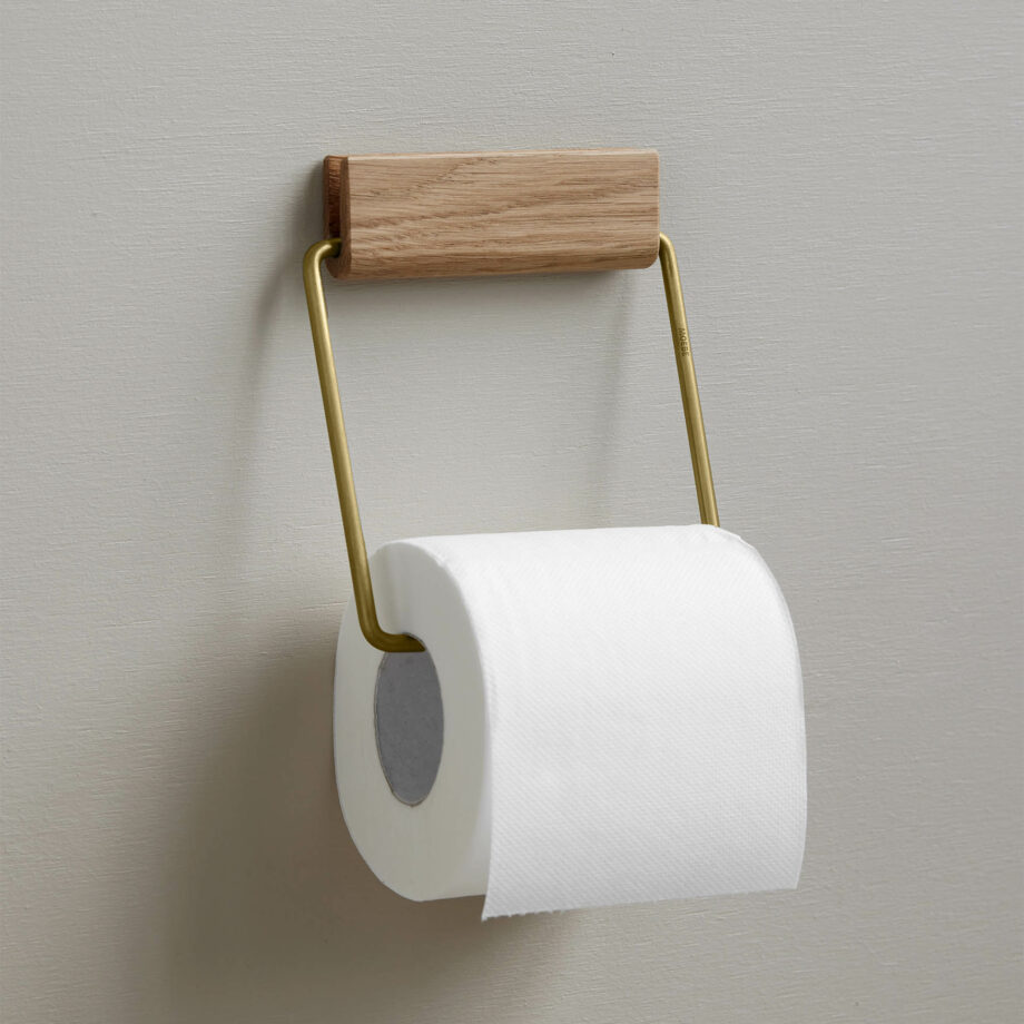 Moebe toiletrolhouder wc-rolhouder eiken messing minimalistisch
