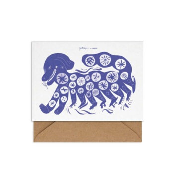 Art Card wenskaart chinese dog Mado paper collective blauw