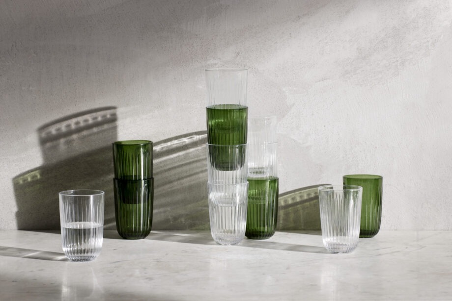 Hammershoi glazen groen en helder glas kähler