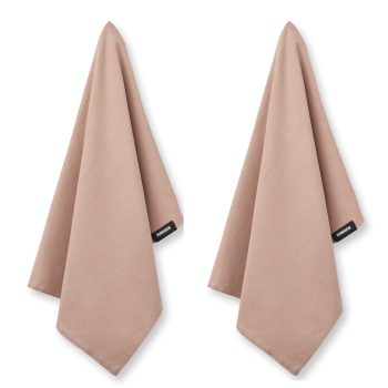 Humdakin theedoek in set van twee knitted dish cloth in bruine latte kleur