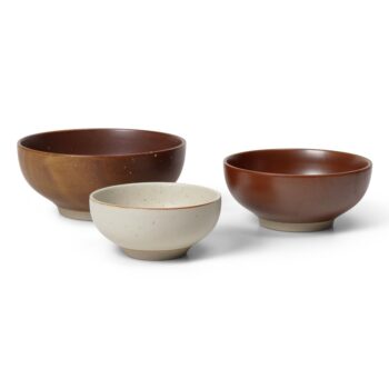 Ferm Living Midi kommen set 3 st bruin creme