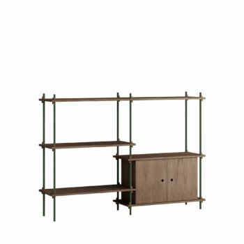 Moebe shelving system S.115.2.C Stijlvol Scandinavisch gerookt eiken pine green