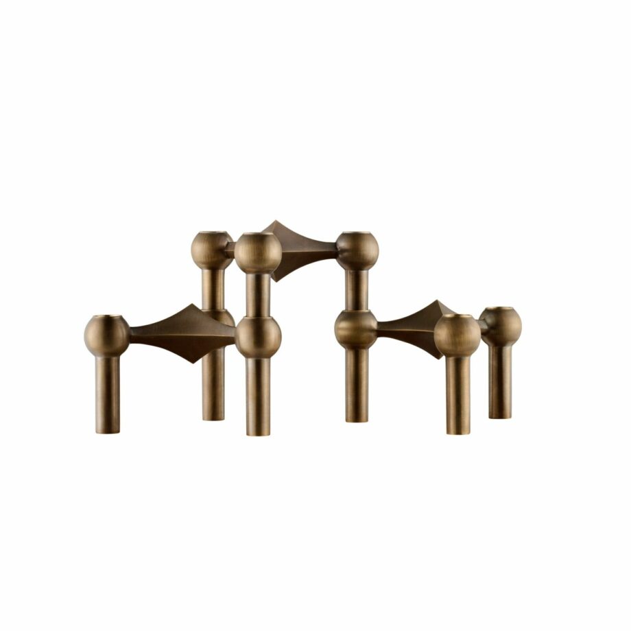 Stoff Nagel Kandelaars Bronced brass messing set van 3 stuks