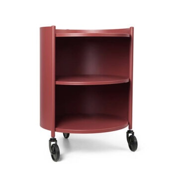Ferm Living Eve bijettafel nachtkastje op wielen rood
