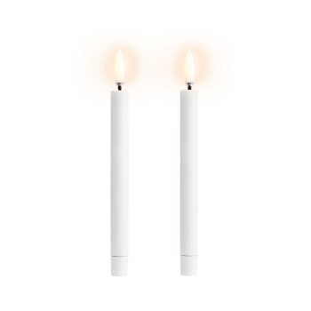 Uyuni Lighting kleine dunne LED kaarsen in wit wax set van 2 stuks
