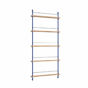 Moebe Magazine shelving 180.1 tijdschiften wandrek Eiken blauw