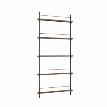 Moebe Magazine shelving 180.1 tijdschiften wandrek gerookt Eiken groen