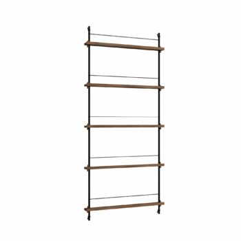 Moebe Magazine shelving 180.1 tijdschiften wandrek gerookt Eiken planken zwart