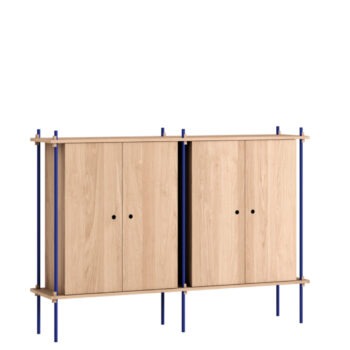 Moebe Shelving systeem met dichte kasten S.115.2.E Eiken blauw