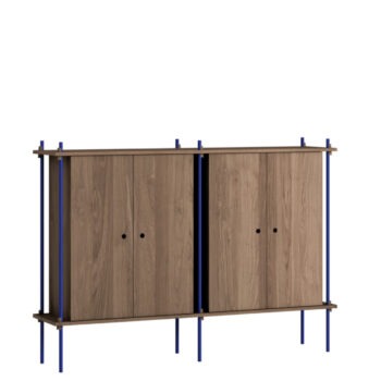 Moebe Shelving systeem met dichte kasten S.115.2.E gerookt eiken blauw