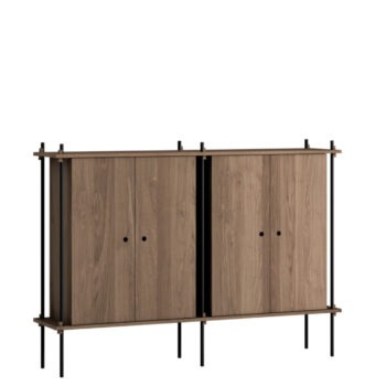 Moebe Shelving systeem met dichte kasten S.115.2.E gerookt eiken zwart